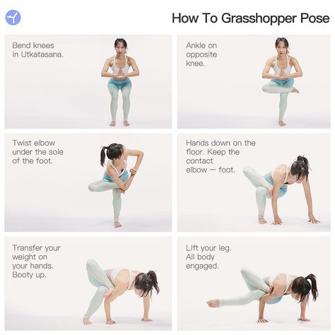 Grasshopper Yoga Sequence, Baby Grasshopper Yoga, Grasshopper Yoga Pose, Wod Workouts, Yoga Advanced, Grasshopper Pose, Flexibility Tips, Eagle Pose, Wod Workout