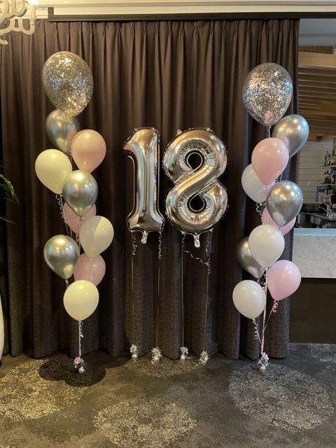 Balloons For 18th Birthday, Decorating For 18th Birthday, 18th Birthday Party Balloons, Balloon Decorations 18th Birthday, 18th Balloons Decoration, Number Birthday Decorations, Balloons 18th Birthday, 18th Birthday Party Ideas Simple, 18th Bday Party Decorations