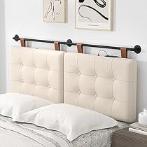 Bed Backboard, Extra Bedroom Ideas, Backboards For Beds, Wall Mounted Headboard, Hanging Headboard, Mounted Headboard, Bedroom Redecorating, Wall Mounted Headboards, Headboard Queen