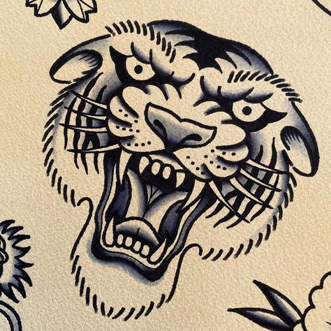 Bushido Tattoo, Old School Tattoo Sleeve, Tiger Head Tattoo, Traditional Tattoo Old School, Omerta Tattoo, Panther Tattoo, Tattoo Background, Tattoo Old School, Traditional Tattoo Sleeve