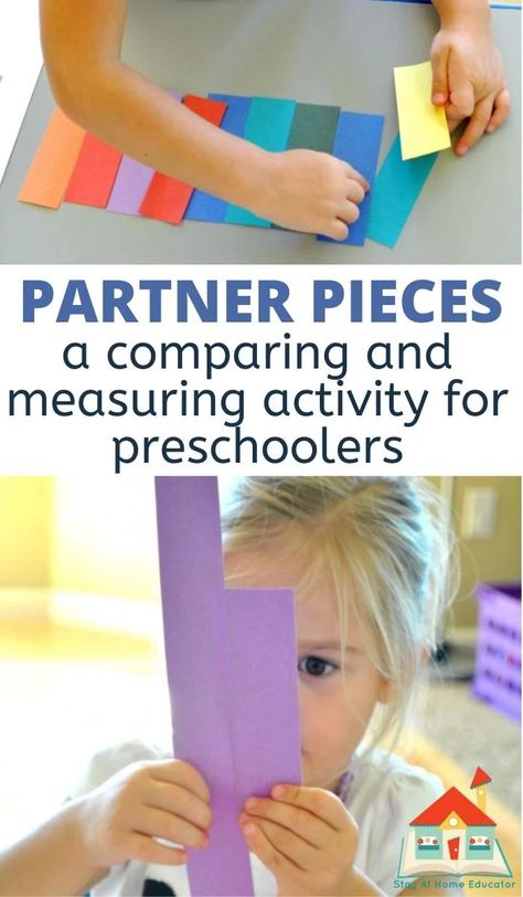 Partner Pieces: Length & Color Matching Measurement Activity Measuring Activities, Partner Activities, Teaching Measurement, Intentional Teaching, Activity For Preschoolers, Measurement Activities, Differentiation Math, Activities For Preschoolers, Activities For Preschool