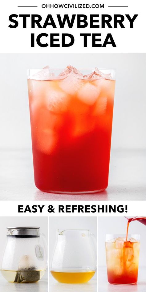 Summer Tea Recipes, Strawberry Iced Tea, Hibiscus Iced Tea, Healthy Iced Tea, Flavored Iced Tea Recipes, Strawberry Hibiscus, Healthy Teas Recipes, Mango Iced Tea, Iced Tea Recipes Homemade