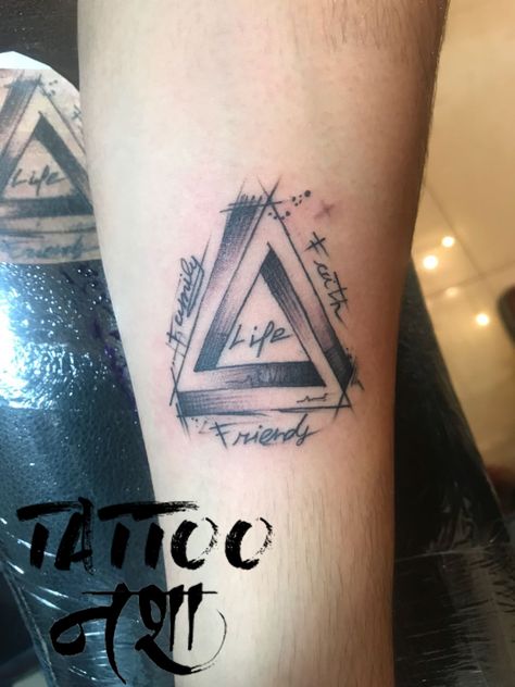 pen rose triangle tattoo life tattoo faith tattoo friend tattoo family tattoo by anurag chouhan @tattoo nasha Faith Family Friends Tattoo, Family Triangle Tattoo, Family Tattoos For Men Symbolic, Sisters Tattoos, Chevrolet Wallpaper, Triangle Tattoo Design, Lion Art Tattoo, Ying Yang Tattoo, Tattoo Family