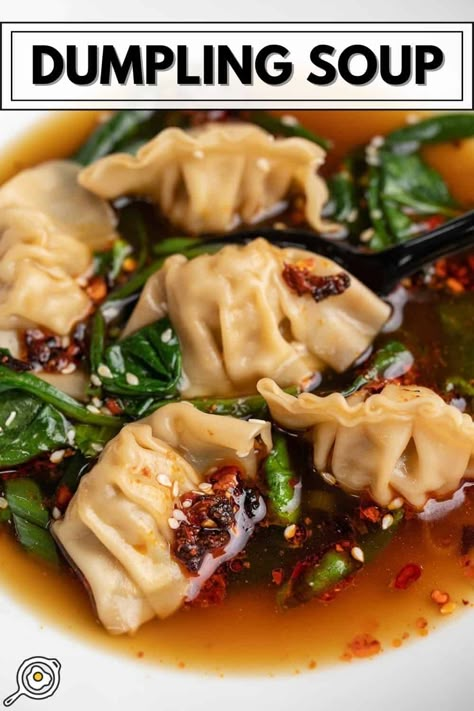 Easy Dumpling Soup Easy Dumpling Soup Recipe, Asian Dumpling Soup, Easy Dumplings, Dumpling Soup, Frozen Dumplings, Budget Bytes, Homemade Lunch, Dumplings For Soup, Asian Soup