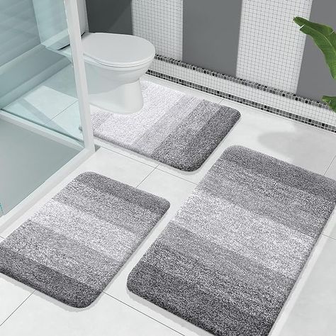 OLANLY Luxury Bathroom Rugs Sets 3 Piece, Soft Absorbent Microfiber Bath Rugs and U-Shaped Contour Toilet Rug, Non-Slip Plush Bath Carpet, Bath Mat Sets for Bathroom (30"x20"+24"x16"+24"x20", Grey) #gypsydecor #apartmenttheraphy #oushakrug #doormatrugs #bohemianrug #vintagerug #livingroomdecor #bedroomdecor #hallwayrug #etsy #giftideas #oversizerugs #homedecorideas #boholove #decorativerugs #kitchenrug #turkeyrug #tribalrugs #bathroomrug #bohodecor #turkishrug #anatolianrugs #handmaderugs Luxury Bathroom Rug, Bathroom Grey, Toilet Rug, Area Rug Sets, Bathroom Guest, Bathroom Rugs Bath Mats, Bathroom Rug Sets, Bath Mat Sets, Bedroom Kids