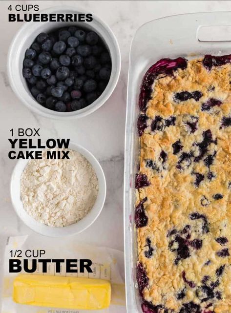 Apple Blueberry Dump Cake, Gluten Free Blueberry Dump Cake, Dump Cake With Vanilla Cake, Fresh Blueberry Cobbler Recipes Easy, Blueberry Crunch Dump Cake, Blueberry Dump Cobbler, Easy Blueberry Dump Cake, Blueberry Crumb Cake Easy, Keto Blueberry Dump Cake