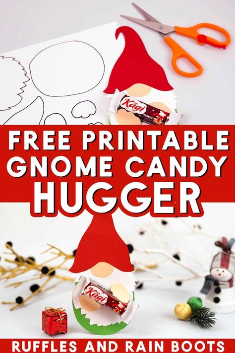 Gnome Paper Patterns Free, Gnome Candy Holder, Candy Holders Diy Ideas, Christmas Gnome Crafts, Gnome Paper Craft, Printable Gnome Patterns, Candy Holder Diy, Gnome Template, Diy Christmas Treats