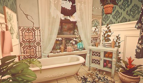 Sims 4 Cottage Bathroom, Sims 4 Cottage, Sims 4 House Plans, Sims 4 House Building, Sims 4 House Design, Cottage Bathroom, Casas The Sims 4, Sims Building, Sims House Plans