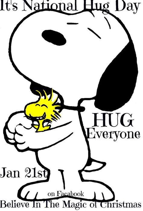 Snoopy Hugging Woodstock - It's National Hug Day - January 21st - Hug Someone National Hug Day, National Hugging Day, Woodstock And Snoopy, Snoopy Hug, Peanut Gallery, Snoopy Tattoo, Peanuts Party, Valentine Week, Hug Day