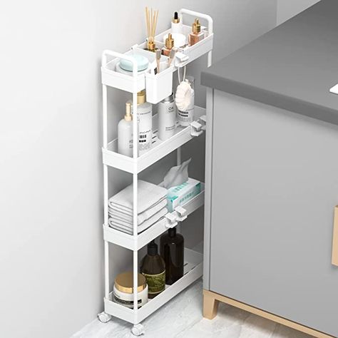 Slide Out Shelf, Slim Storage Cart, Bathroom Cart, Narrow Bathroom Storage, Slim Storage, Organizer For Bathroom, Mobile Shelving, Organization Cart, Cart With Wheels