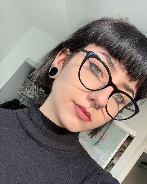 Eyebrows Punk Glasses Frames, Alt Glasses Frames, Goth Nerd Aesthetic, Goth Eyeglasses, Goth Glasses Frames, Alt Glasses, Goth With Glasses, Goth Glasses, Grunge Glasses