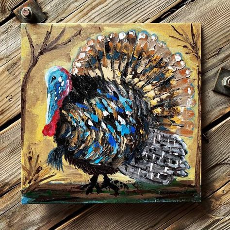 Turkey Paintings, Turkey Painting, Farm Paintings, Simple Acrylic, Paint Nite, Halloween Candles, Painted Ornaments, Autumn Painting, Original Art For Sale