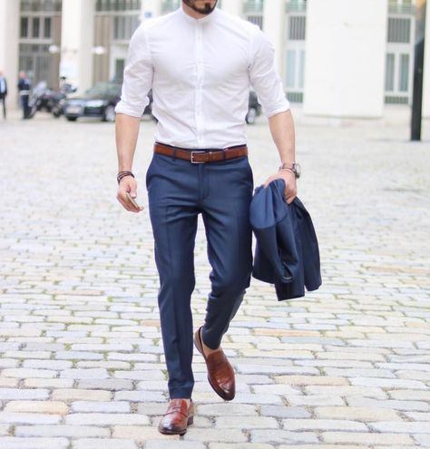 Casual outfit for men cc: menwithclass ig Semi Formal Attire For Men, Casual Outfit For Men, Business Casual Outfits For Men, Men Formal Outfit, Best Business Casual Outfits, Formal Attire For Men, Formal Dresses For Men, Semi Formal Attire, Navy Blue Dress Pants