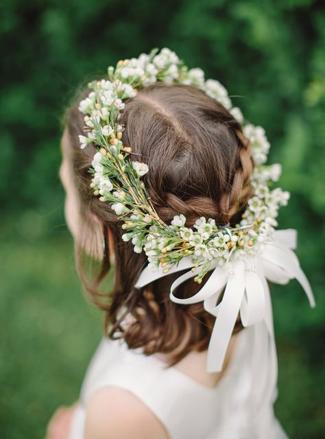 Flower Girl Hairstyle Crown Braid Half Up Half Down Flower Girl Wedding Hair, Wedding Hairstyles For Girls, Boho Wedding Theme, Hair Wreath, Best Wedding Hairstyles, Flower Girl Hairstyles, Flower Girl Dress Lace, Wedding Hairstyles Updo, Wedding Flower Girl