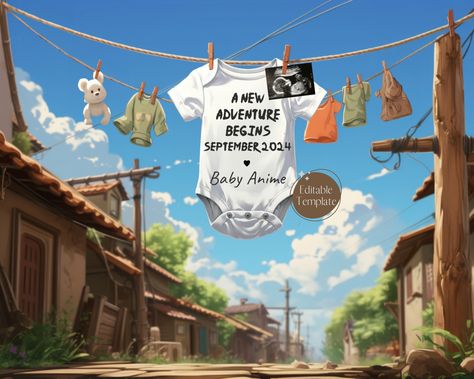 Japanese Anime Pregnancy Announcement, Digital Whimsical Adventure Baby Reveal, Enchanted Forest Gender Neutral, Instagram Editable Template Anime Pregnancy Announcement, Anime Gender Reveal, Forest Gender, Mystical Nature, Adventure Baby, Anime Baby, Baby Reveal, Japanese Animation, Magical Creatures