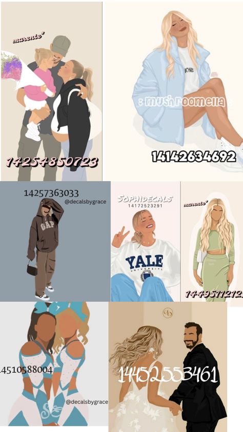 Family Picture Drawing, Blocksburg Outfit Codes￼, Bloxburg Decals Codes Aesthetic, Cute Family Pictures, Preppy Decal, Pic Code, Roblox Image Ids, House Decals, Family Decals