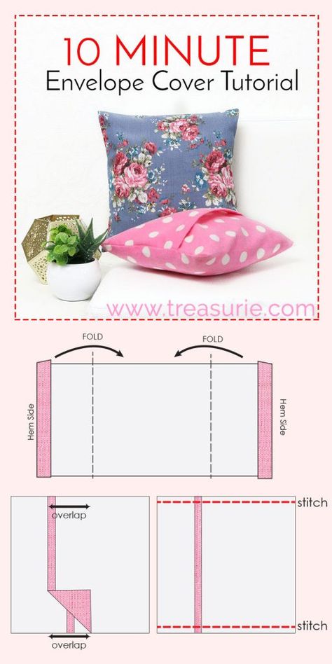 Diy Cushion Covers, Envelope Cover, Projek Menjahit, Bantal Sofa, Diy Envelope, Beginner Sewing Projects Easy, Sewing Pillows, Small Sewing Projects, Pattern Blouse