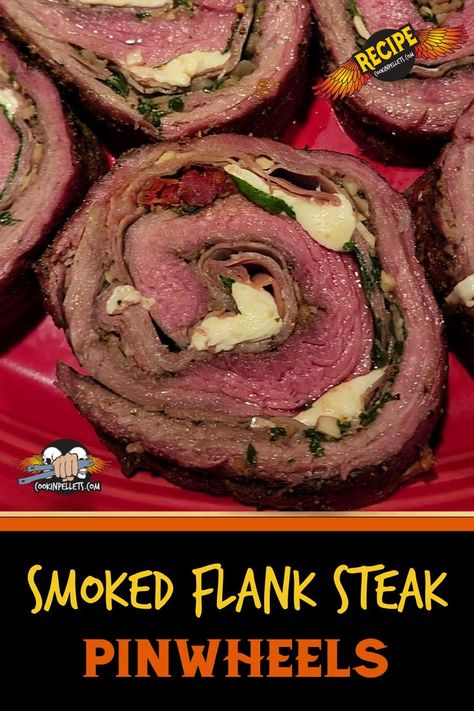 Smoked Flank Steak Smoked Flank Steak, Healthy Barbecue Recipes, Flank Steak Pinwheels, Flank Steak Rolls, Steak Roll Ups, Steak Pinwheels, Healthy Barbecue, Barbecue Recipe, Traeger Grill Recipes