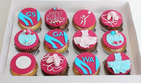 14th cupcakes | A cupcake set for a netball and ballet lovin… | Flickr Netball Cupcakes, Vanilla Sponge, Fondant Decorations, Netball, Nutella, Fondant, Year Old, Cupcake, Jam