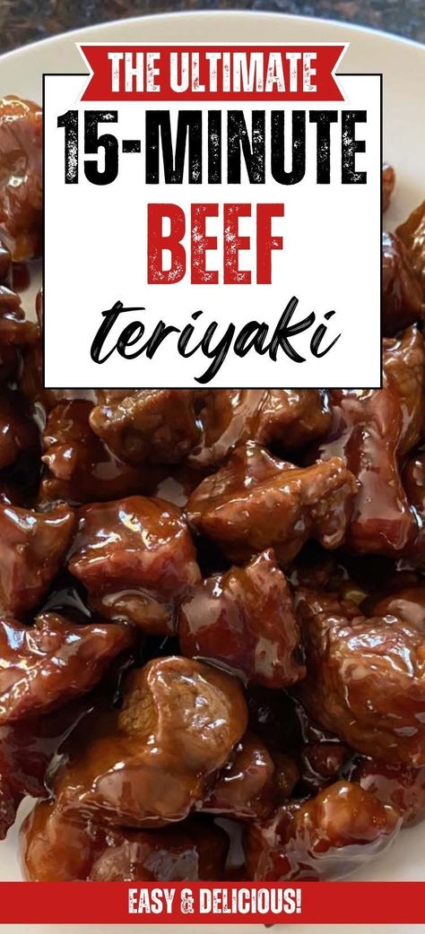 Beef Teriyaki Recipe, 15 Minute Meals Dinners, Teriyaki Steak, Beef Teriyaki, Fresh Peach Recipes, Homemade Chinese, Teriyaki Recipe, Teriyaki Beef, Tasty Dinner