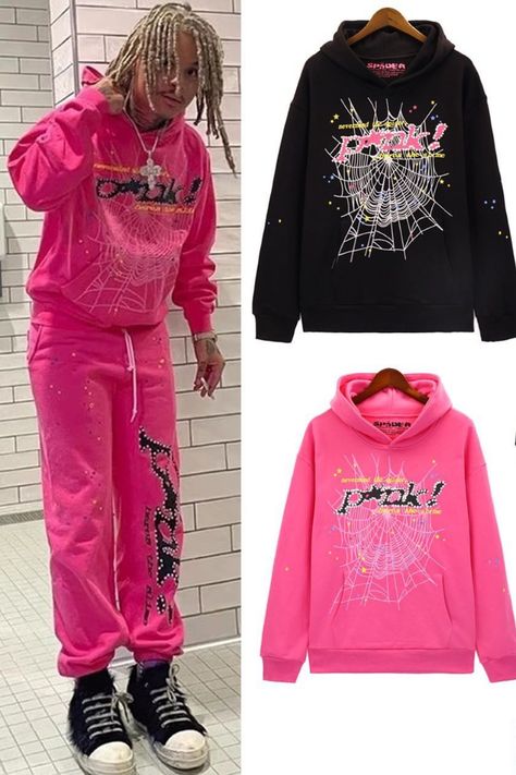 Sp5der Hoodie Outfit, Man Tracksuit, Pink Spider, Spider Hoodie, Sp5der Hoodie, Spider Worldwide, Man Design, Men Tracksuit, Expressive Fashion