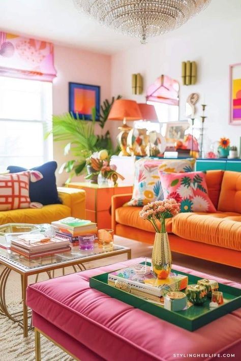 Living Room Maximalist, Colourful Eclectic, Maximalist Living Room, Maximalist Interior Design, Modern Coastal Home, Vibrant Living Room, Maximalist Interior, Maximalist Design, Dopamine Decor