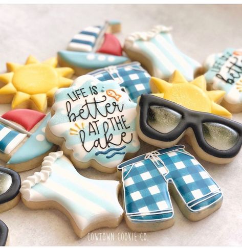 Camping Cookies, Lake Birthday, On Lake Time, Lake Svg, Sugar Cookie Cakes, Crazy Cookies, Sweet 16 Birthday Cake, Mama Design, Iced Sugar Cookies