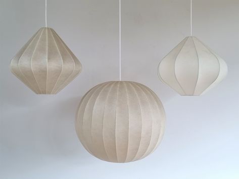 Listed on VNTG.com: Set of 3 Cocoon Pendant Lights by Fridel Wauer for Goldkant Leuchten, 1960s | #vntg #vintage Lamp Sets, Room Lights, Wish List, Hanging Lamp, Pendant Lights, Paper Lamp, Pendant Lighting, Novelty Lamp, Pendant Light