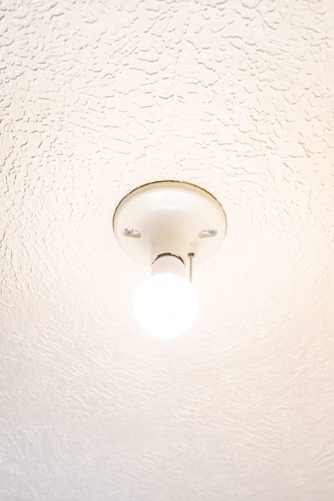 Turn a Pull Chain Light Fixture into a Pull Switch Wirelessly | Julie Blanner Pull Chain Light Fixture Diy, Screw In Light Fixture, Ceiling Light With Pull Chain, Pull Light Switch, Pull Cord Light Switch, Chain Light Fixture, Closet Light Fixtures, Pull Chain Light Fixture, Replace Light Fixture