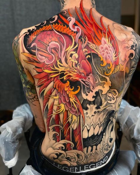 After a long break (becuase of me😬) We finally got back in to it! Some heald and som fresh# #helsingborg #fkirons #lundbergtattoosupply… Hannya Maske Tattoo, Hannya Maske, Phoenix Back Tattoo, Tato Phoenix, Japanese Phoenix Tattoo, Japanese Back Tattoo, Traditional Japanese Tattoo Designs, Phoenix Tattoos, Back Piece Tattoo