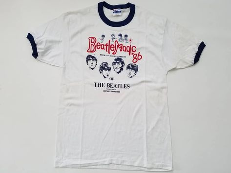 Ninety One Vintage on Instagram: “Beatle Magic 86' Ringer T Shirt Bostons 4th Celebration of The Beatles Hanes Poly Cotton Blend - Men's Large $60 Shipped - Contact for…” Png Shirts, Beatles Shirt, Beatles Tshirt, Beatles Band, Twist And Shout, Concert Tees, Band Tees, Vintage Tees, The Beatles