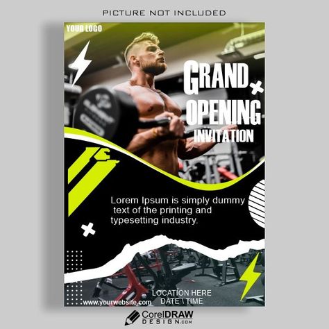 Gym Opening Poster, Vector Design, For Free, Gym, ? Logo, Design