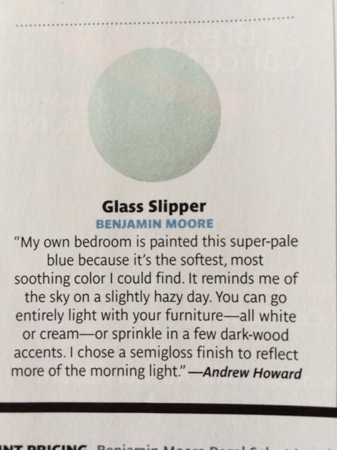 Bm Glass Slipper Bedroom, Bm Glass Slipper, Glass Slipper Benjamin Moore, Benjamin Moore Bedroom, Spare Bedrooms, Coastal Blues, Tranquil Bedroom, Condo Design, Green Palette