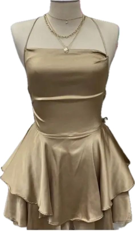 Quince Surprise Dance Outfits Gold, 8 Grade Prom Dresses, Gold Dama Dresses, Quince Surprise Dance Outfits, Surprise Dance Outfits, 8th Grade Prom Dresses, 8th Grade Prom, Gold Dress Short, Cosplay Style