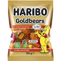 Strawberry, apple, lemon, orange, pineapple and raspberry Haribo Gold Bears, Raspberry Orange, Classic Candy, Variety Of Fruits, Banana Flavored, Fruit Flavored, Fruit Juice, Gummy Bears, Gummy Candy