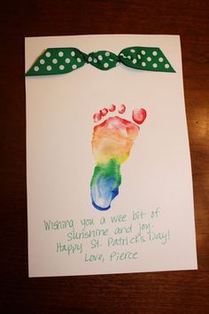 Sant Patrick, Saint Patricks Day Art, March Crafts, St Patricks Crafts, St Patricks Day Crafts For Kids, St Patrick Day Activities, St. Patrick’s Day, Footprint Crafts, Baby Art Projects