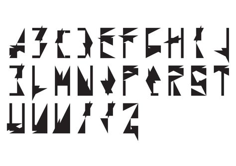 Paper font by Anna Batog, via Behance Graffiti Fonts, Triangle Font, Geometric Font, Broken Mirror, Graffiti Font, Fonts Alphabet, Fonts Design, Side Effects, Triangles