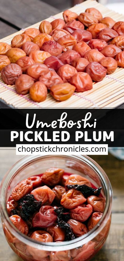 Pickled Plums Recipe, Umeboshi Recipe, Pickled Plums, Traditional Japanese Food, Japanese Side Dish, Japanese Pickles, Fermented Kimchi, Plum Recipes, Japanese Street Food