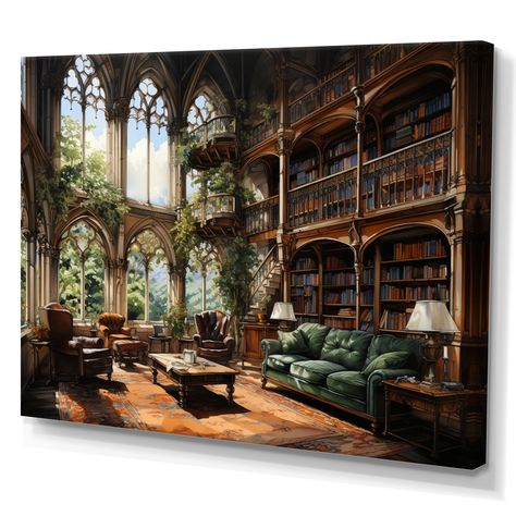 This beautiful "Libraries Literary Haven I" Canvas Art is printed using the highest quality fade resistant ink on canvas. Every one of our Architecture Wall art is printed on premium quality cotton canvas. Library Room Cozy, Beautiful Libraries, Home Library Rooms, Industrial Style Decor, Beautiful Library, Architectural Prints, Wooden Planks, Cozy Nook, House Room