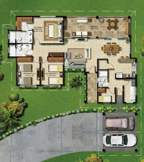 Small Space Interior Design, Villa Plan, Home Design Floor Plans, House Layout Plans, Bungalow House Design, House Blueprints, Home Building Design, New House Plans, Modern House Plans