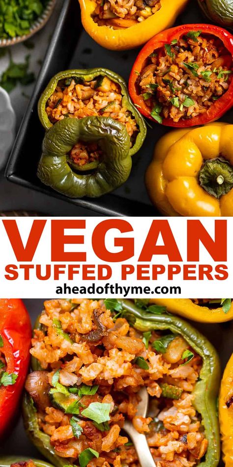 Vegan Stuffed Bell Peppers, Italian Stuffed Peppers, Vegan Stuffed Peppers, Bell Pepper Recipes, Vegan Italian, Healthy Ingredients, Rich In Protein, Peppers Recipes, Vegan Dinner