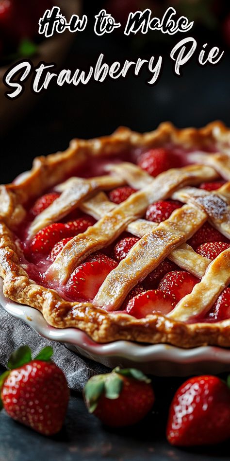 Strawberry Pie Almond Wedding Cakes, Old Fashioned Banana Pudding, Strawberry Pie Recipe, Frozen Pie Crust, Homemade Spaghetti Sauce, Frozen Pie, Baked Potato Recipes, Homemade Spaghetti, Strawberry Jello