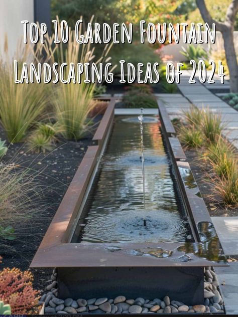 Top 10 Garden Fountain Landscaping Ideas of 2024 - Luxury Indoor & Outdoor Fountains For Home Gardens & Commercial Landscapes Plants Around Fountain, Fountain Landscaping Ideas, Small Front Gardens, Backyard Sanctuary, Outdoor Fountains, Fountains Backyard, Home Gardens, Tabletop Fountain, Indoor Fountain