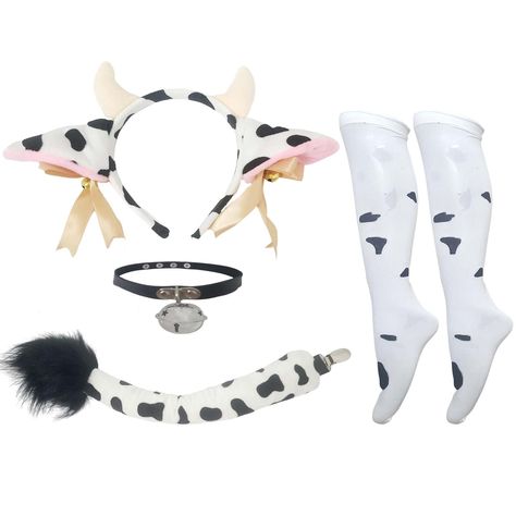 PRICES MAY VARY. High quality materials: Our cow costume Halloween cow ears headband and tail are made of premium materials that are soft and comfortable to wear, ensuring a great user experience. Cow sock has great elasticity. Complete set: Our cow costume Halloween cow ears and tail set include a headband, tail, bell necklace, and sock, providing a complete cow cosplay accessory set. You don't need to purchase additional items separately. Perfect for all ages: Our cow costume Halloween cow ear Strawberry Cow Costume, Cow Costume Women's, Cute Cow Costume, Cow Costume Halloween, Cow Costumes, Cow Cosplay, Cow Halloween Costume, Ears And Tail Set, Cow Socks