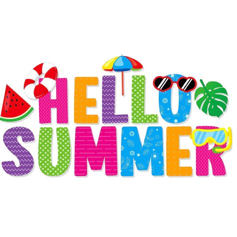 Summer Season Decoration For Classroom, Hope Your Summer Is Chalk Full Of Fun Free Printable, Hello Summer Sign Free Printable, Brighter Summer Day Poster, Summer Vibes Svg, Summer Decorations, Classroom Theme, Hello Summer, Beach Party