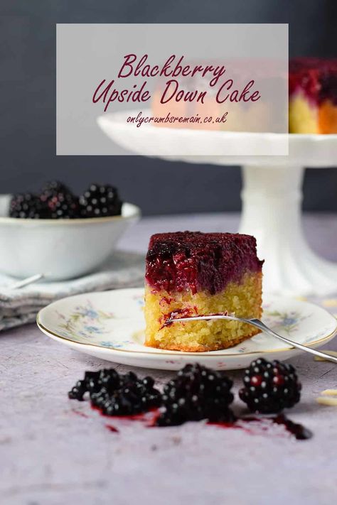 Blackberry Upside Down Cake by Only Crumbs Remain Blackberry Upside Down Cake, Blackberry Cake Recipe, Blackberry Cake, Blackberry Recipes, Almond Cake Recipe, Almond Cake, Upside Down Cake, Gifts For Coffee Lovers, Almond Cakes