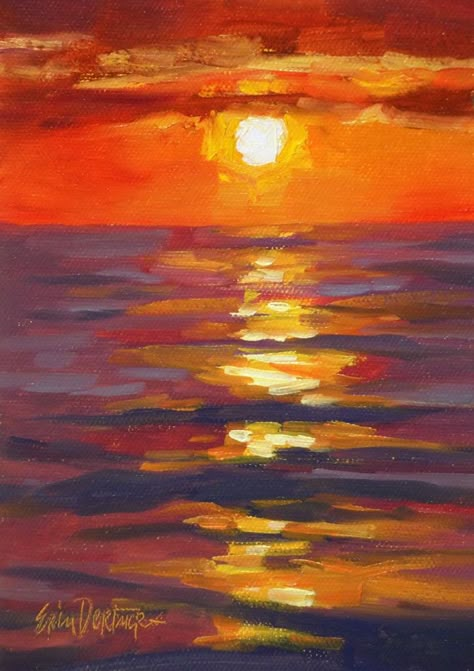 Sunrise Art Painting, Paint Pictures, Inspiring Artists, Sun Painting, Charley Harper, Country Scenes, Oil Canvas, Oil Pastels, Seascape Paintings