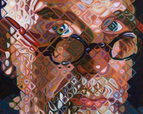 delineation through pixelization Chuck Close Paintings, Chuck Close Portraits, Chuck Close, Artist Quotes, Weird Shapes, Hyperrealism, Self Portraits, Photorealism, Ap Art