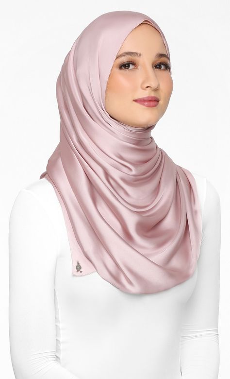 Satin Silk Scarf with nanotechnology in Rosebud | FashionValet Katalog Hijab, Duck Scarves, Islamic Dresses, Pink Hijab, Model Hijab, Muslimah Outfit, Silk Stoles, Hijab Niqab, Islamic Dress