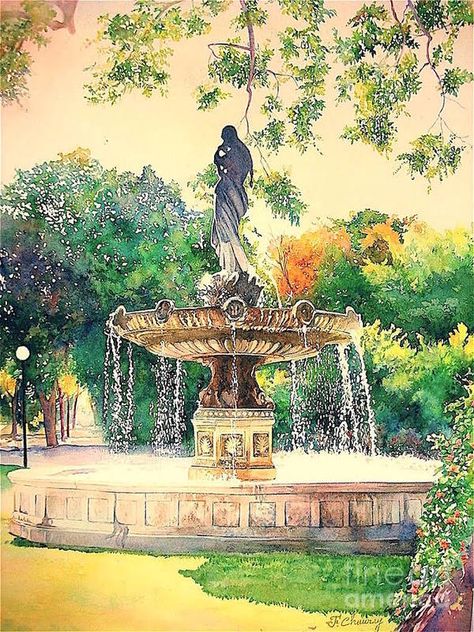 Francoise Chauray | WATERCOLOR | Fountain Paris, France Painting Paris, Watercolor Art Lessons, The Sunshine, Watercolor Flowers, Art Lessons, Statue Of Liberty, Paris France, Watercolor Art, Les Oeuvres